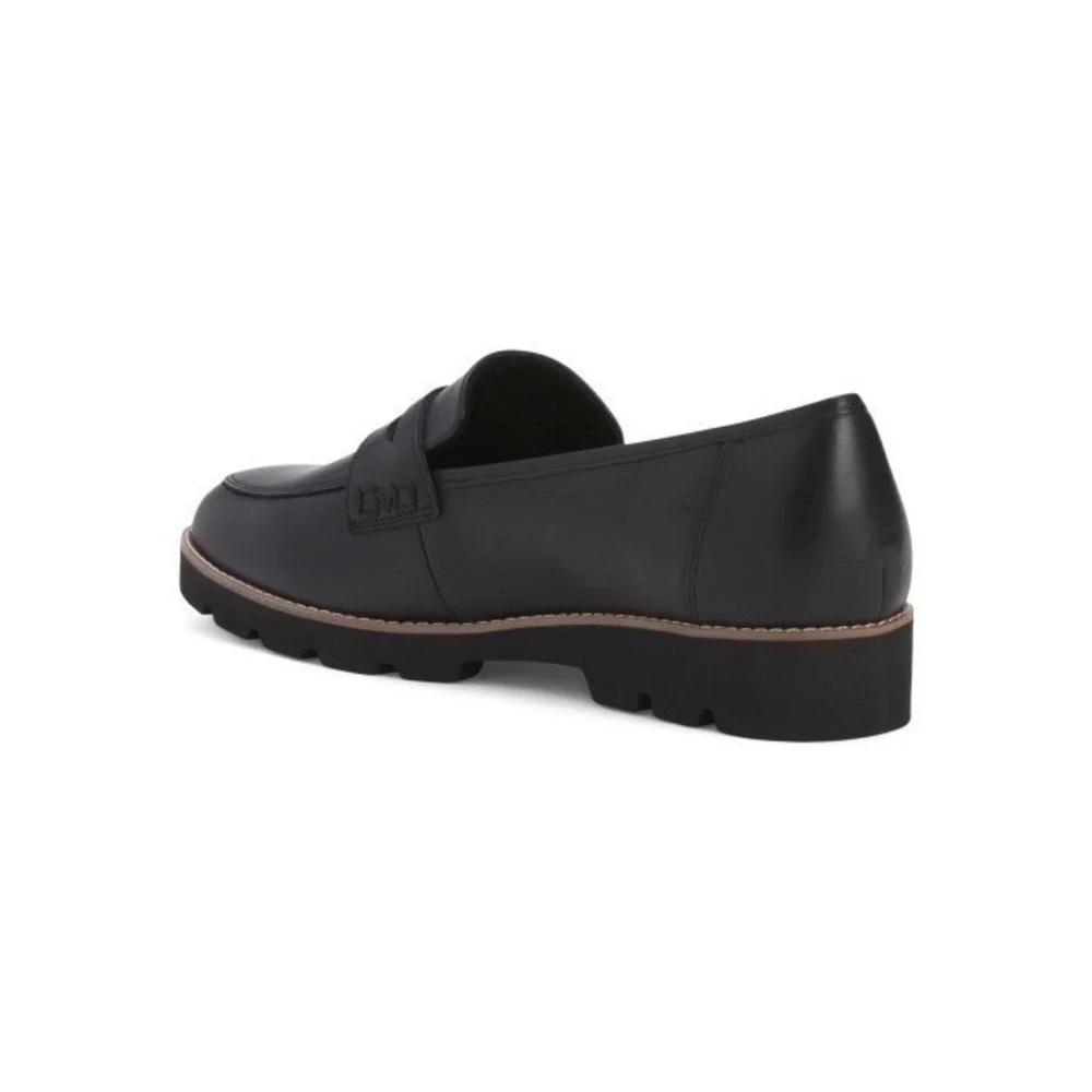 NWT VIONIC Cheryl II Lug Penny Loafer Leather Comfort Black Shoes anti-slip 12